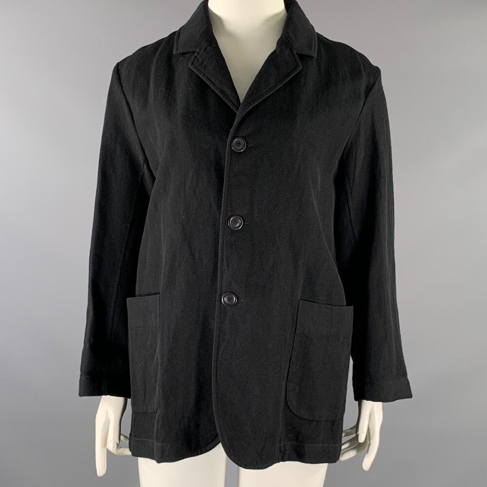 CASEY CASEY Size L Black Wool Linen 3 button Jacket